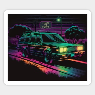 Retro Neon 80s Station Wagon - I have to poop Sticker
